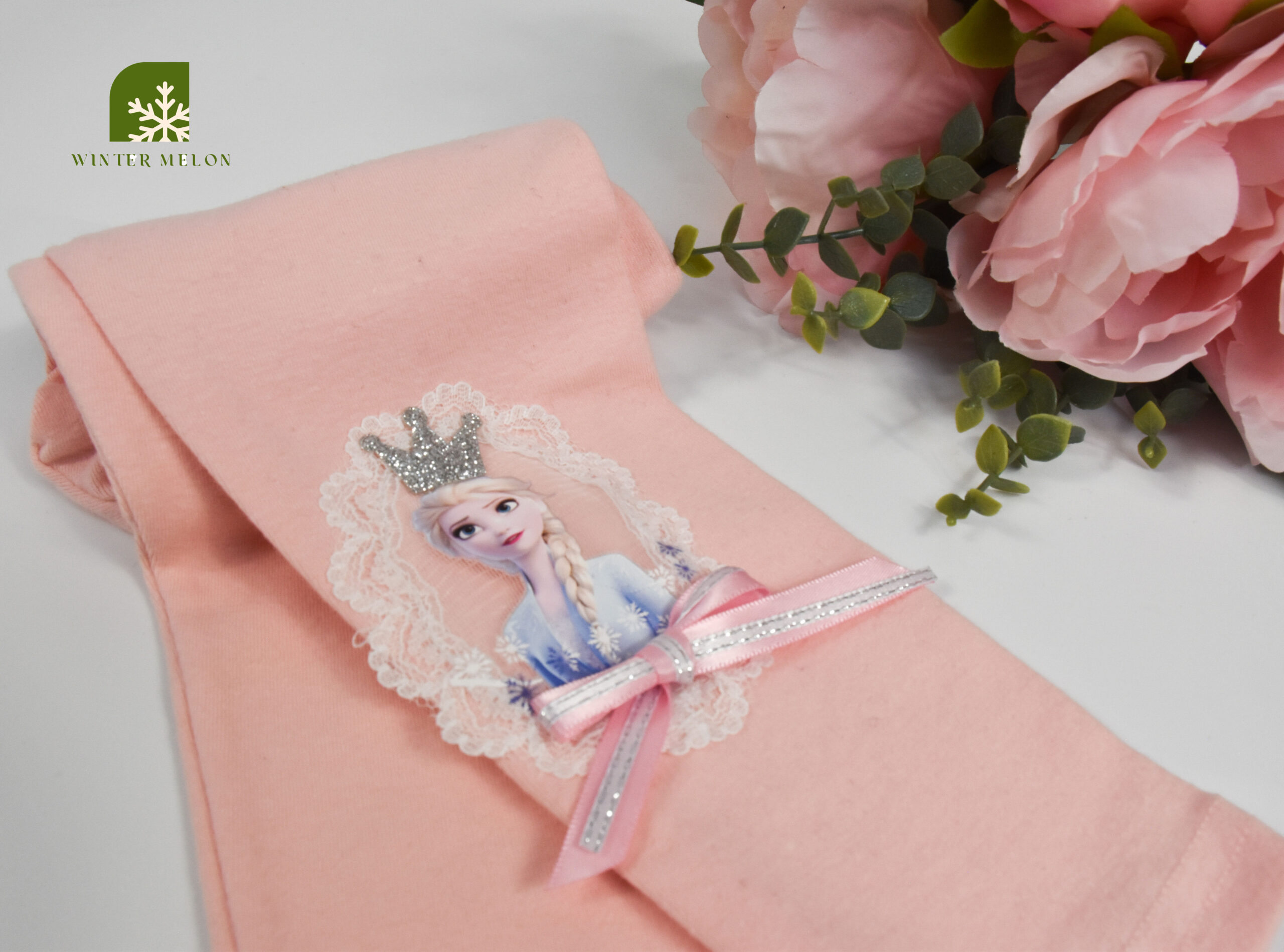 เลกกิ้งสำหรับเด็กผ้ายืด FROZEN สีชมพู