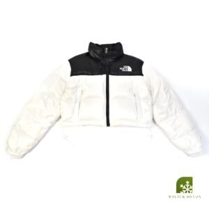 เสื้อกันหนาวทรงครอป THE NORTH FACE สีขาวดำ