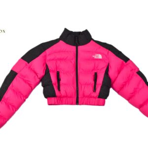 เสื้อกันหนาวทรงครอป THE NORTH FACE สีดำ-ชมพูบานเย็น